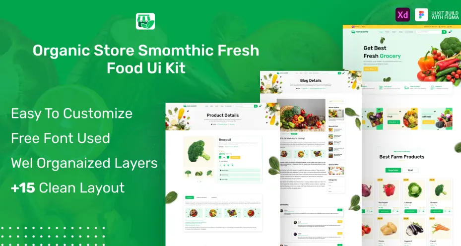Online food and grocery UI kit home page