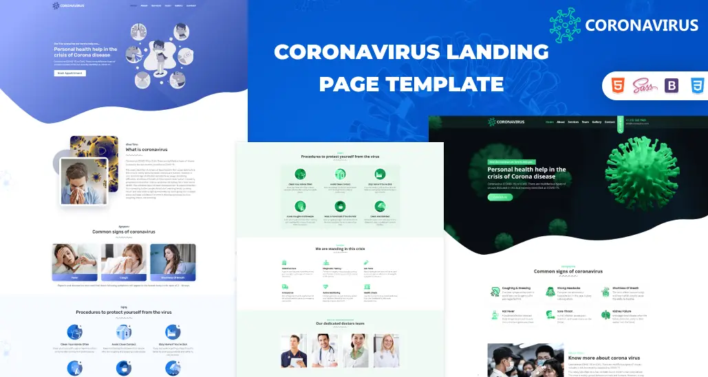 The coronavirus landing page of the template
