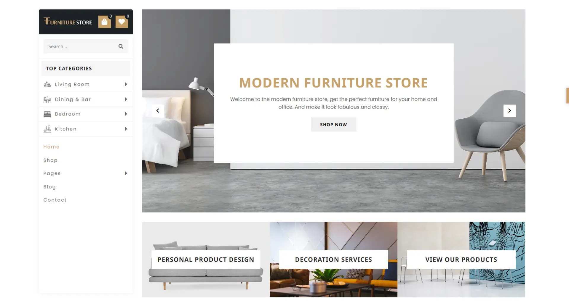 Modern furniture store page