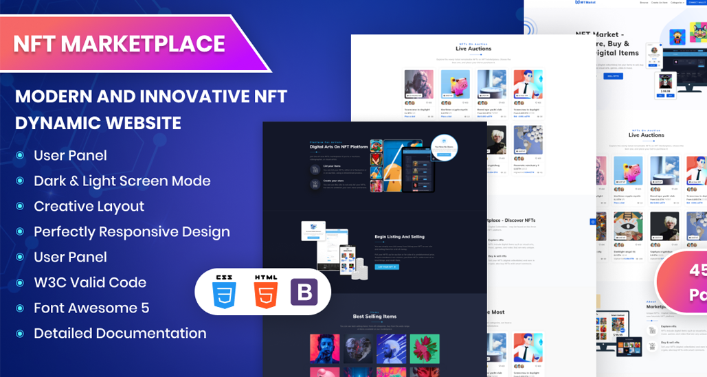 NFT marketplace app homepage